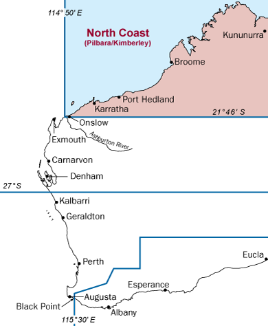 Western Australia map with north coast bioregion highlighted